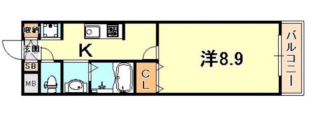 パトリア芦屋(1K/1階)の間取り写真