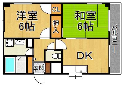 グレースメモリー立花(2DK/3階)の間取り写真