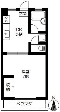 キープビル東棟(1DK/2階)の間取り写真