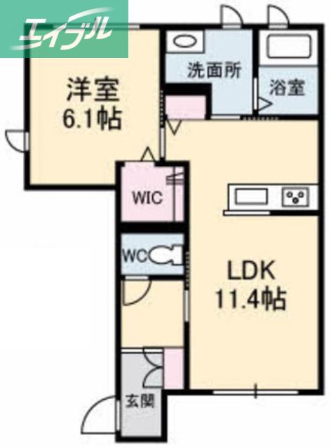 アンビシア A棟(1LDK/1階)の間取り写真