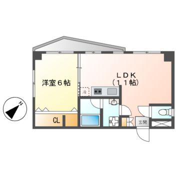 さつきビル(1LDK/2階)の間取り写真