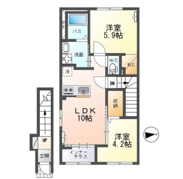 FRONT IS LAND II (2LDK/2階)の間取り写真