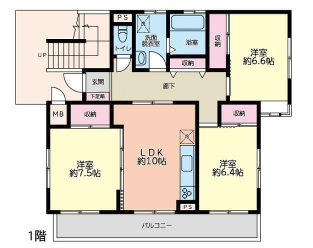 シーサイドテラス茅ヶ崎(3LDK/1階)の間取り写真