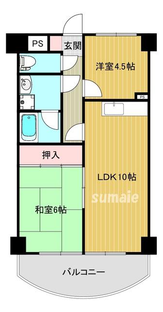 クオーレプロバンス篠崎(2LDK/7階)の間取り写真