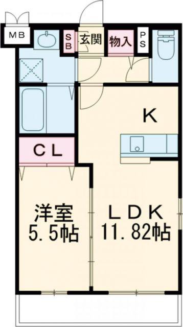 プリマヴェーラ中泉(1LDK/3階)の間取り写真