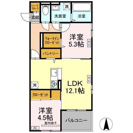 D-ROOM七曲I(2LDK/3階)の間取り写真