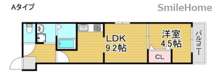 フジパレス住之江通II番館(1LDK/1階)の間取り写真