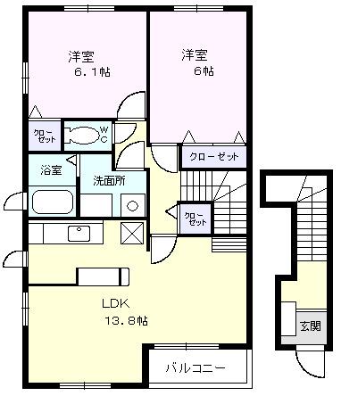 フルール(2LDK/2階)の間取り写真