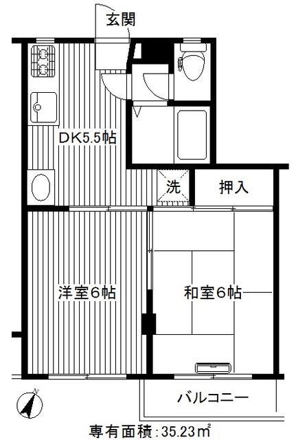 アーバンハイム大森(2K/3階)の間取り写真