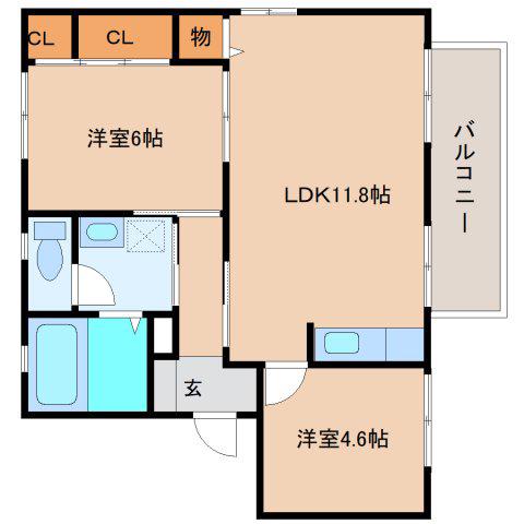 ネオ・マルフカA(2LDK/1階)の間取り写真