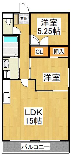 グミヒルズ(2LDK/1階)の間取り写真