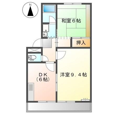 WING香久山A・B棟(2DK/2階)の間取り写真