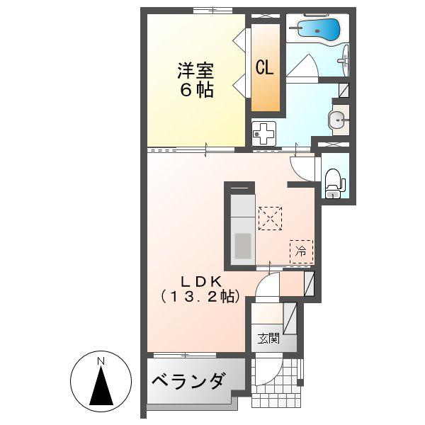ブロマンス(1LDK/1階)の間取り写真