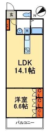 グランカーサ浅草(1LDK/2階)の間取り写真