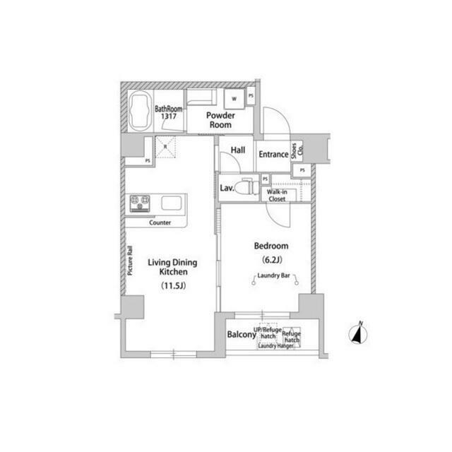 HOUSE AVENUE 柿の木坂(1LDK/1階)の間取り写真