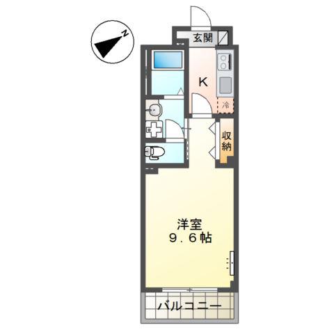 西区五才美町マンション(1K/2階)の間取り写真