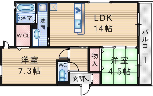 ラメゾンドボヌールB(2LDK/2階)の間取り写真