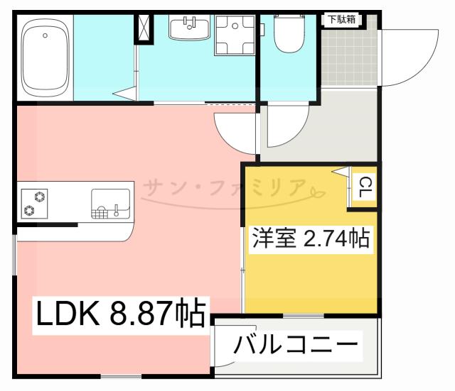 ジュエル豊橋(1LDK/3階)の間取り写真