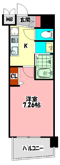 LUXE門真(1K/6階)の間取り写真