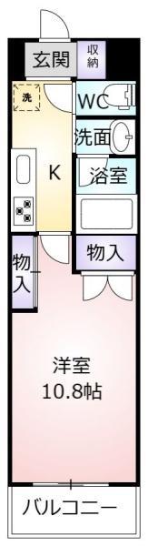 クロワサンス(1K/4階)の間取り写真