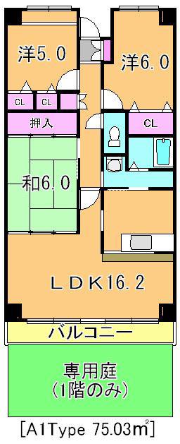 エクシード八千代中央(3LDK/1階)の間取り写真