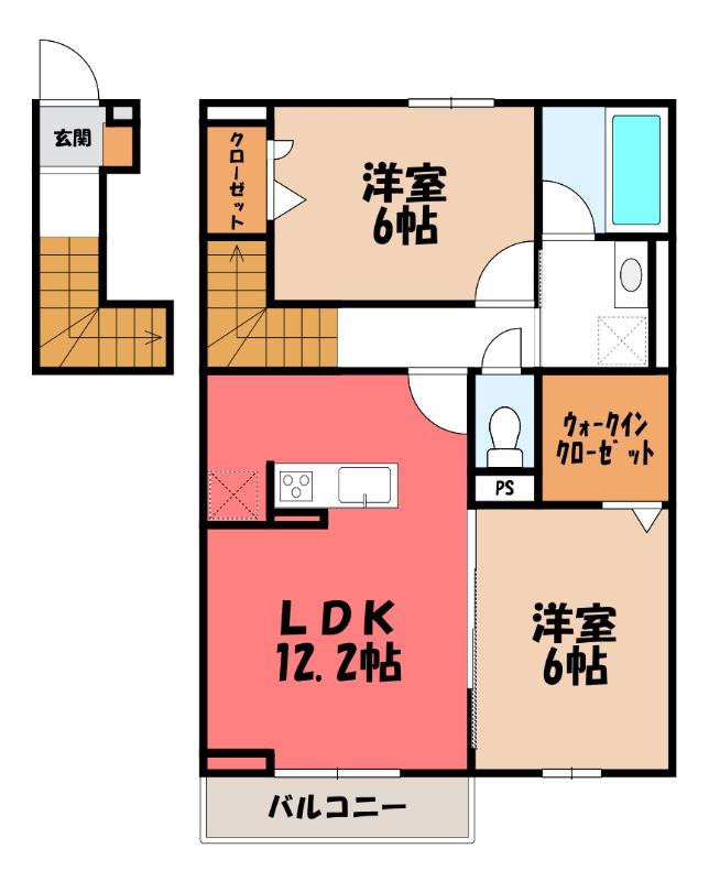 ウィル・クレスト II(2LDK/2階)の間取り写真