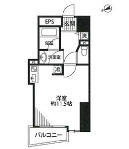 アクシア新宿御苑(ワンルーム/8階)の間取り写真