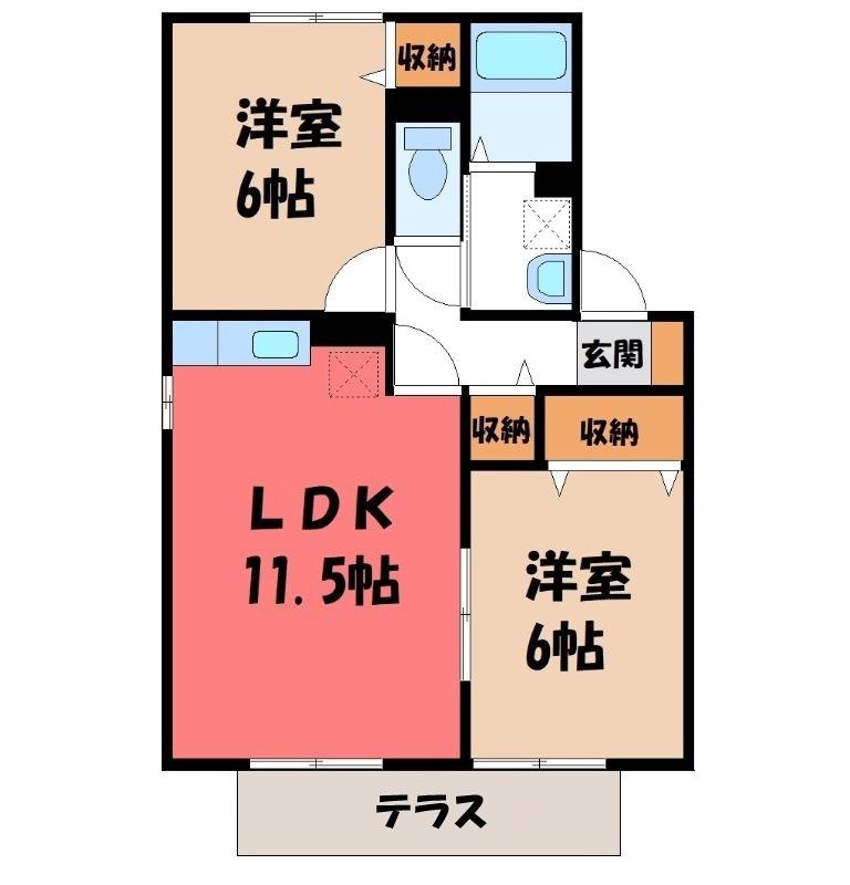 ファミールA(2LDK/1階)の間取り写真