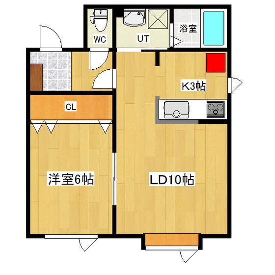 北進町進和ハイツ2(1LDK/2階)の間取り写真