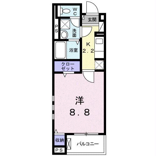 ランドマーク(1K/3階)の間取り写真