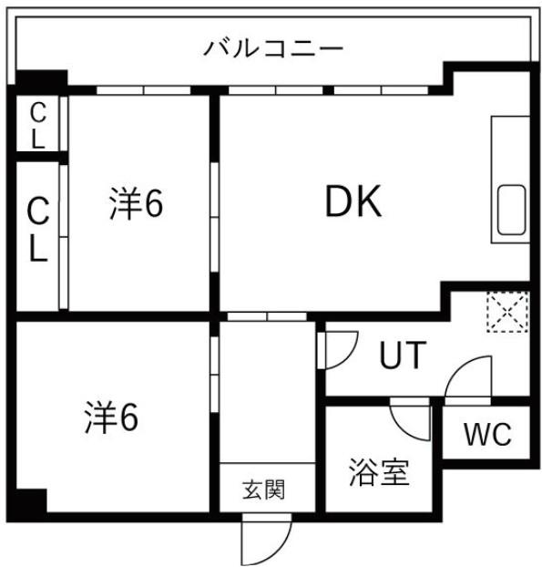 S-COURTBENTEN(2DK/6階)の間取り写真