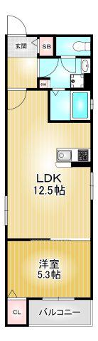 DEVELD橘(1LDK/3階)の間取り写真