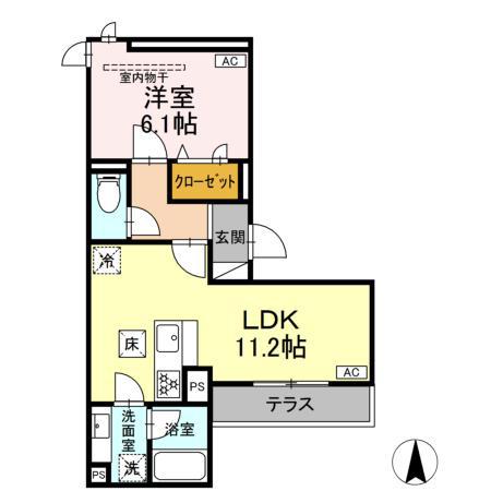 D PAINA 中野島II(1LDK/2階)の間取り写真