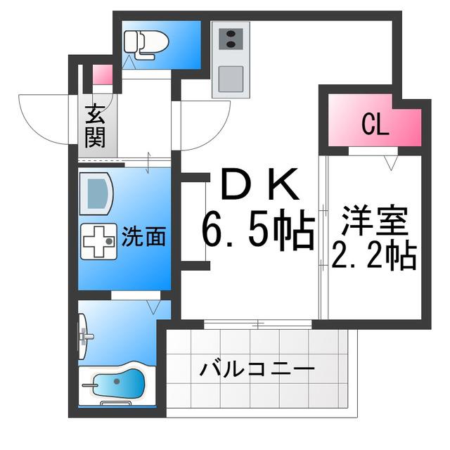 西湊町エヌエム・セント(1DK/4階)の間取り写真