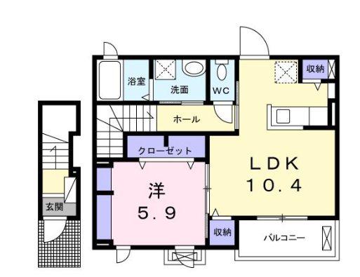 ハイム エルデ ケイ(1LDK/2階)の間取り写真