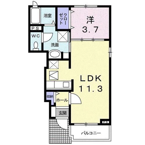 カーシェンバウム(1LDK/1階)の間取り写真