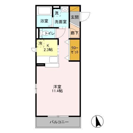 ブリックガーデン(1K/2階)の間取り写真