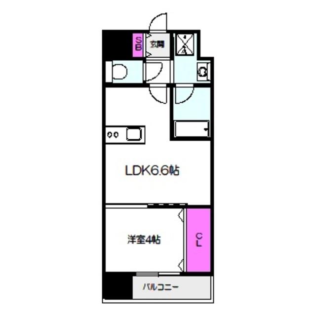 W.O.B.KYOBASHI(1LDK/2階)の間取り写真