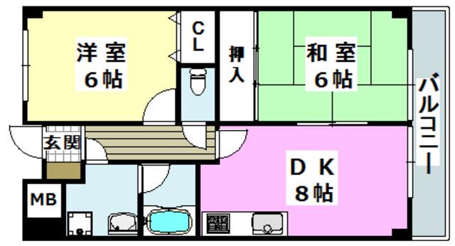 フォーロハーモネート(2DK/4階)の間取り写真