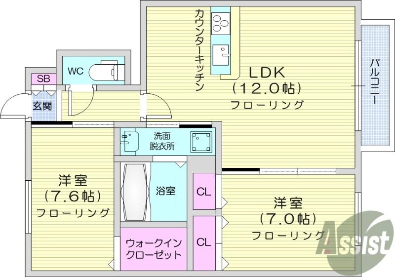 コンフォールST2(2LDK/1階)の間取り写真