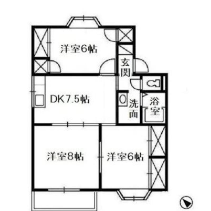 プラトン日和屋C棟(3DK/2階)の間取り写真