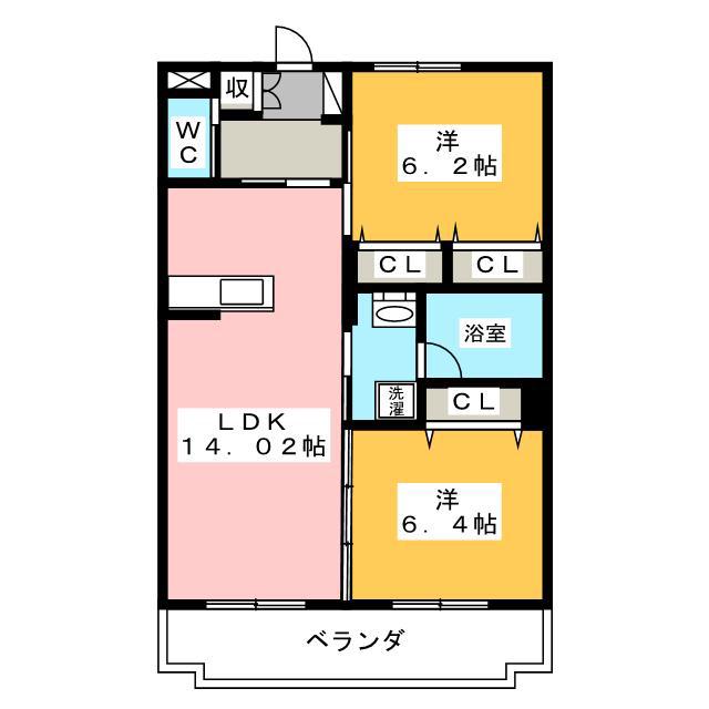 COURT SHANGRIーLA(2LDK/1階)の間取り写真