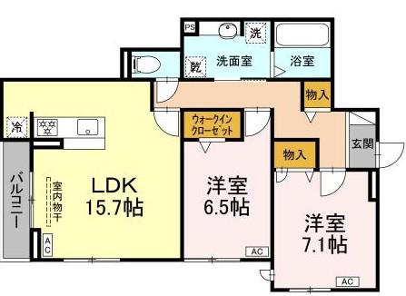 ルヴィータ広瀬(2LDK/3階)の間取り写真