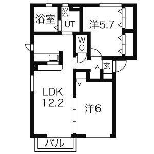 望杜ハウス(2LDK/2階)の間取り写真