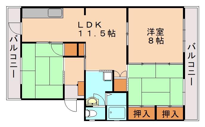 崎村第2ビル(3LDK/1階)の間取り写真