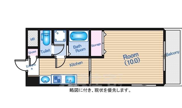 ニューエオス舟入(1K/12階)の間取り写真