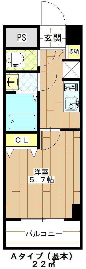 ドミニアムパレス東洋(1K/2階)の間取り写真