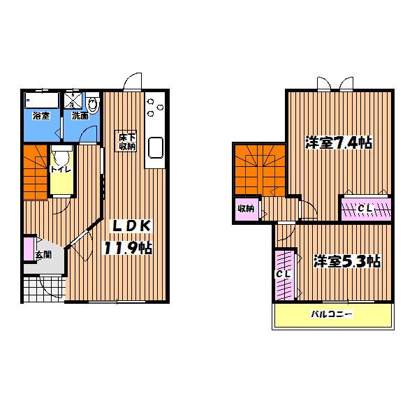 パルフェA(2LDK/1階)の間取り写真