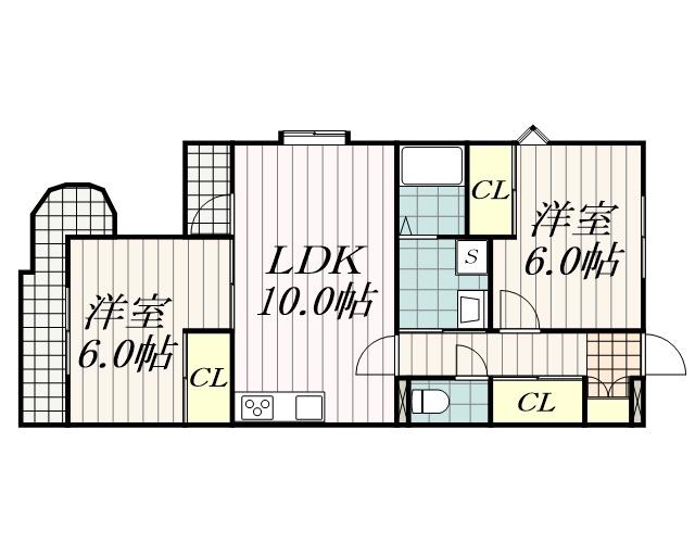 グランドール(2LDK/3階)の間取り写真