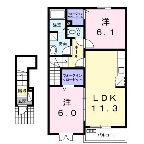 アルフォート藍住(2LDK/2階)の間取り写真